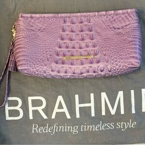 Brahmin Lavender Embossed Wristlet